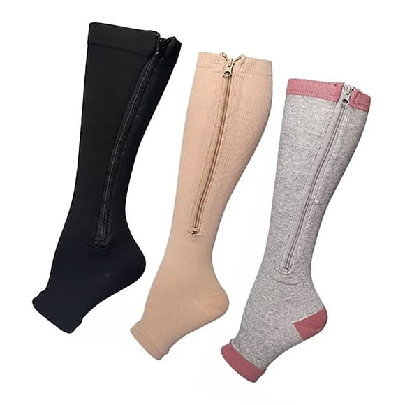 Calcetines de compresión con cremallera, 3 pares de calcetines deportivos de compresión con cremallera Calcetines de compresión de nailon Tecnología de vanguardia