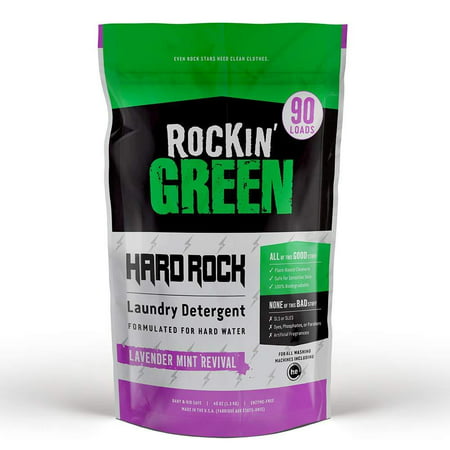 Rockin' Green Natural HE Powder Laundry Detergent for Hard Water, Perfect for Cloth Diapers, 90 Loads, Lavender Mint Revival Scent, 45 oz,