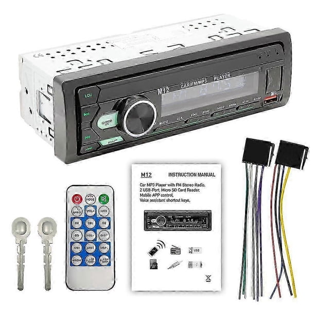 1Din Bluetooth Stereo MP3 Player BT Voice Control Car Radio Audio FM Aux Input Receiver 12V SDTF USB Multimedia Autoradio Player