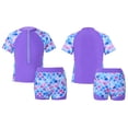 thumbnail image 3 of inhzoy Girls Floral 2 Pieces Rashguard Sets Short Sleeve Shirts with Booty Shorts, 3 of 4