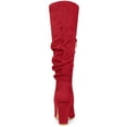 thumbnail image 3 of DARING DIVA Women's Pointed Toe Chunky Heel Knee High Boots Red 9, 3 of 6