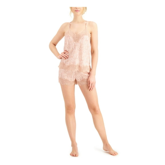 INC Sets Beige Satin Lace Trim Spaghetti Strap V Neck Cami Lounge Everyday Size XXL