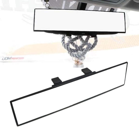 Universal Fit JDM 300mm 12-Inch Wide Flat Clip On Rear View Mirror For Car SUV Van Truck, etc