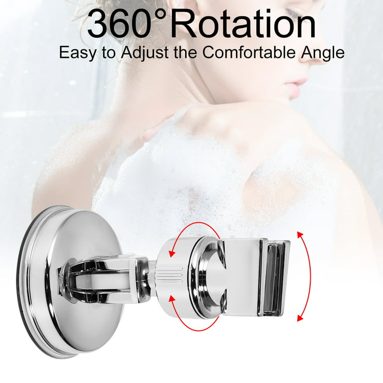 Everso 1Pcs Adjustable Suction-Cup Shower Head Holder, Shower Head Holder, Bathroom Suction-Cup Shower Head Holder, No-perforation, Chrome Plating