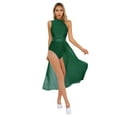 thumbnail image 2 of inhzoy Women's Lyrical Dance Dress Mesh Splice Skirted Leotard for Ballet Gymnastic Dance Green XXL, 2 of 7
