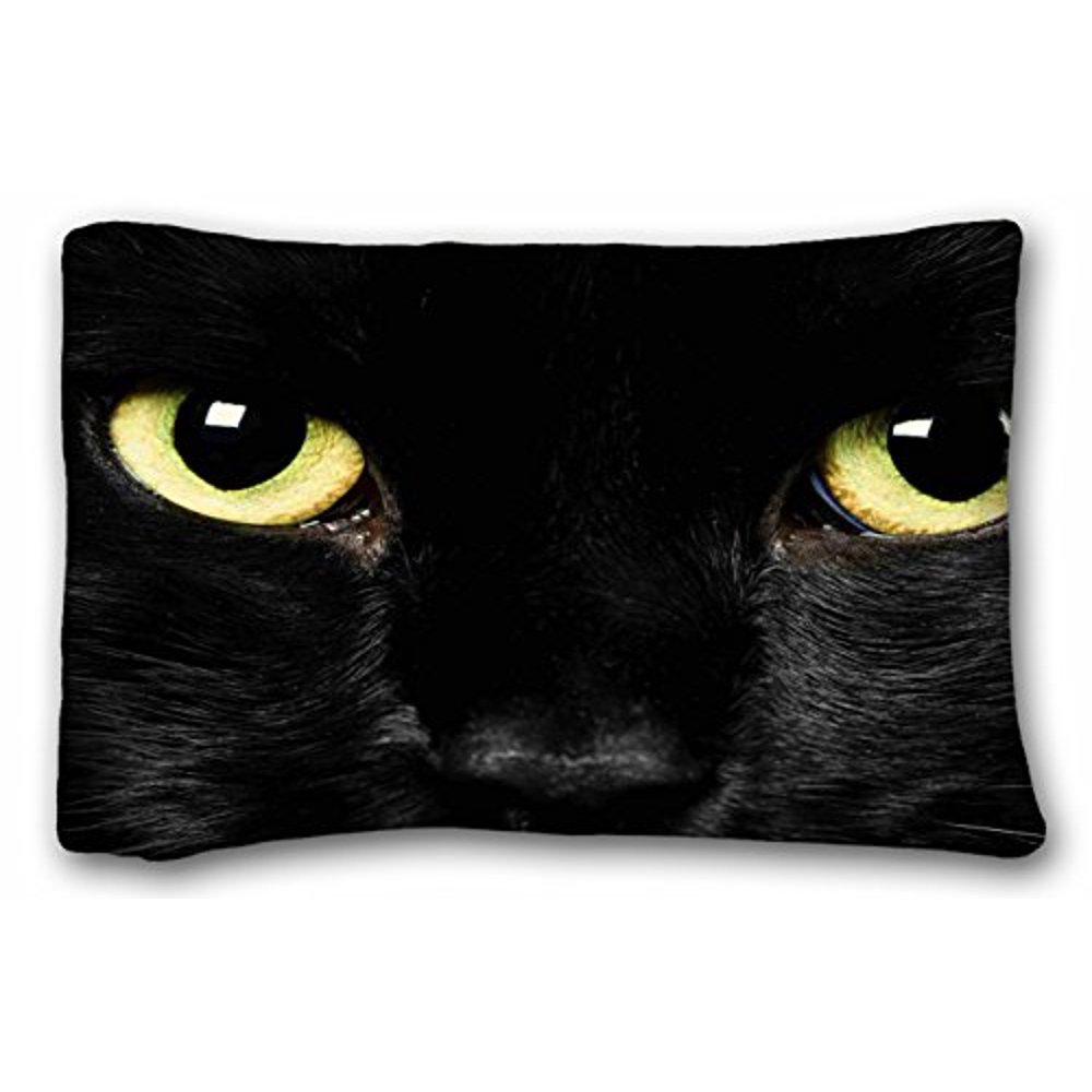 WinHome Black Cat Face Pillowcase Zippered Rectangle Pillowcases Throw