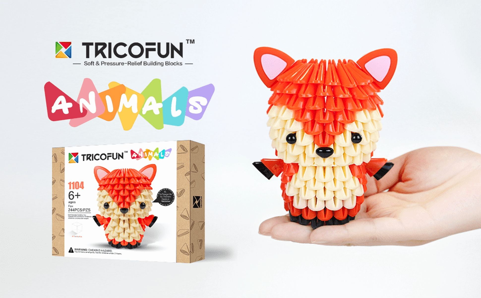 TRICOFUN Animals Soft Building Blocks Interactive Building Toy Finnegan the FOX 1104-FOX