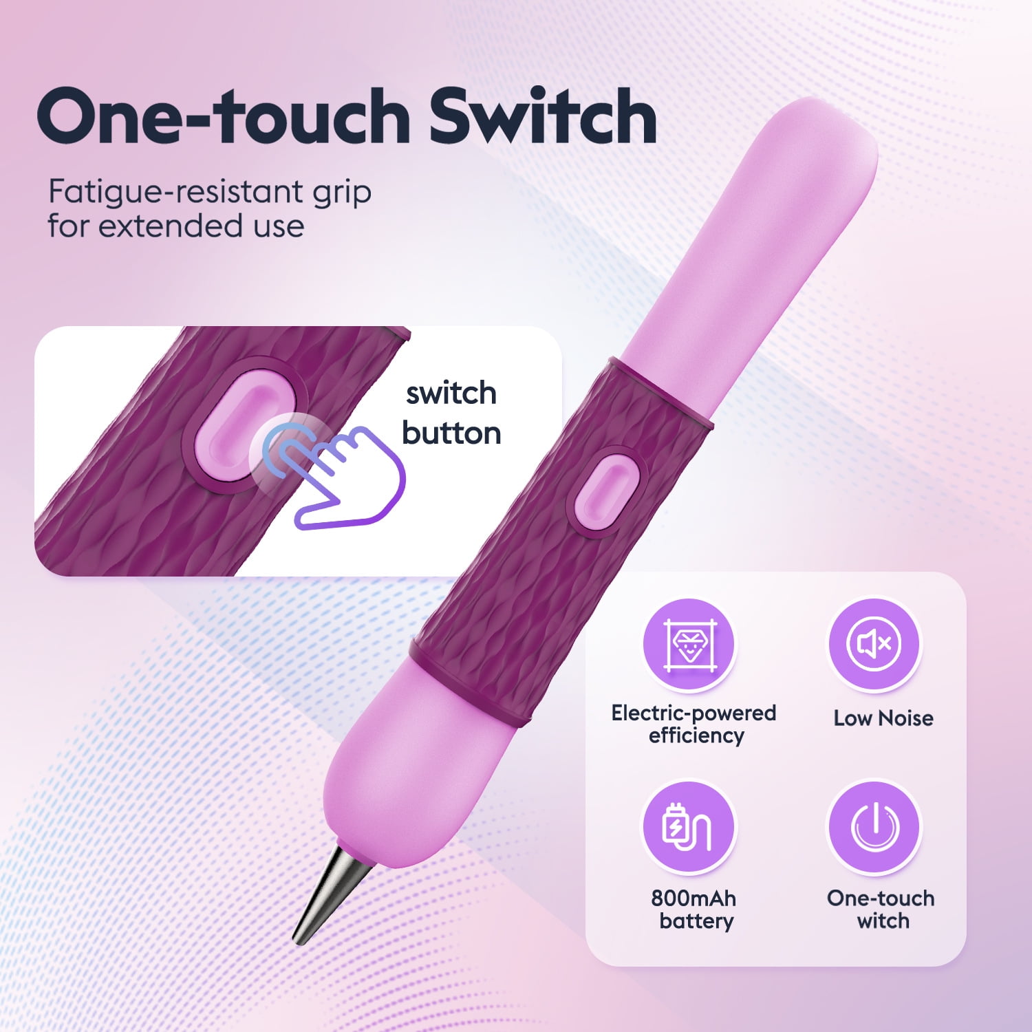 Diamond Painting Pen, Vacuum Diamond Art Pen no Wax Needed, Cordless & Quiet, Rechargeable Battery, Lightweight Design, Diamond Art Accessories for Adults, Gift for Diamond Art Fan, Purple