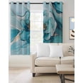 thumbnail image 2 of Teal Floral Marble Blackout Curtains for Bedroom Living Room Darkening Curtains 84 Inch Length 2 Panels Set Modern Abstract Impressionist Art Window Curtain Window Treatment Grommet Drapes 42"x84", 2 of 9