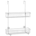 thumbnail image 7 of mDesign Wide Metal Over Door Hanging Shower Caddy, 2 Hooks and Baskets - Chrome, 7 of 7