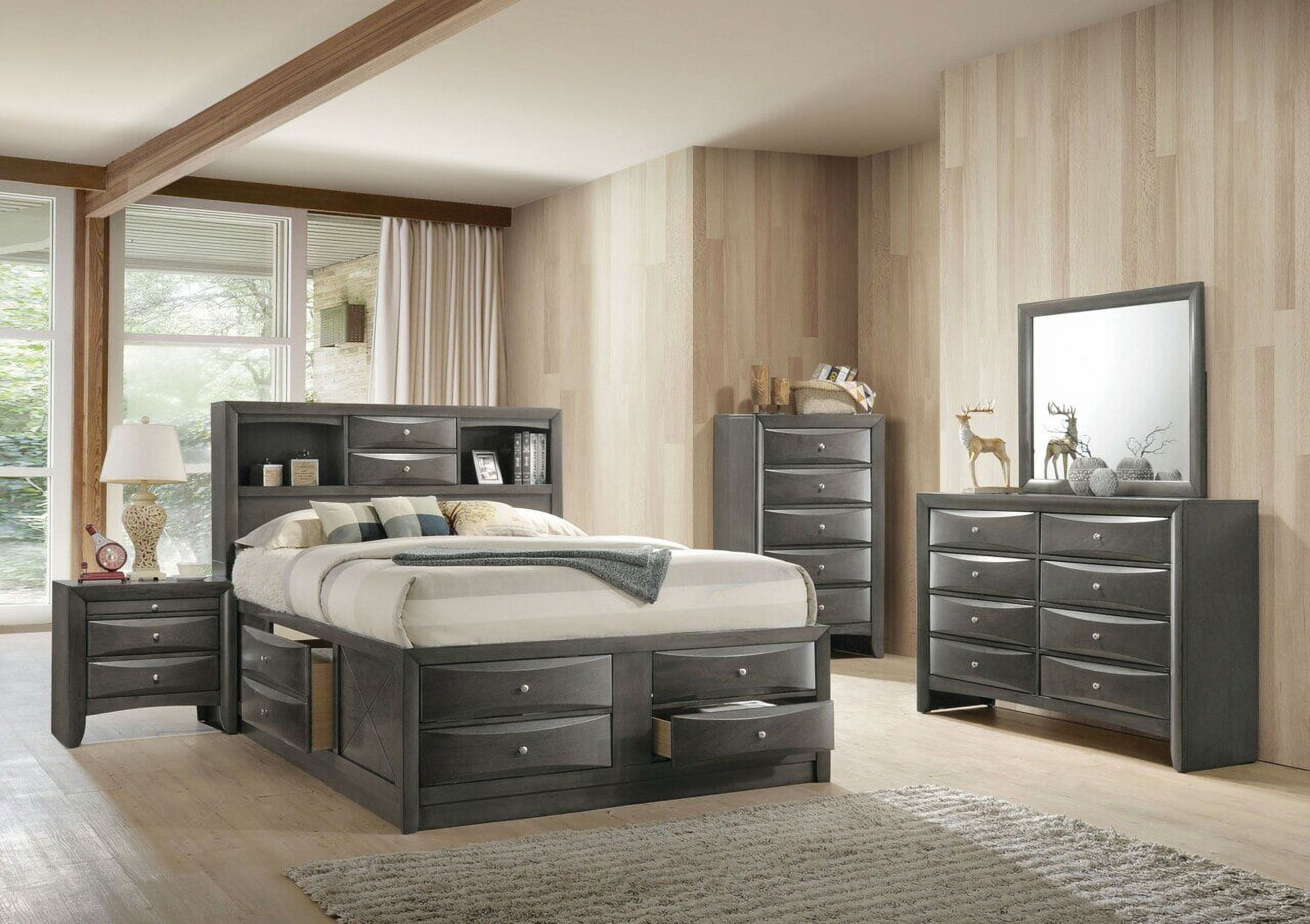 86" X 57" X 56" Gray Oak Rubber Wood Full Storage Bed - image 4 of 6