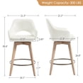 thumbnail image 3 of Zesthouse 26.8″ Swivel Counter Height Bar Stools Set of 2, Upholstered Faux Leather Bar Stools with Back and Wood Legs, Mid Century Modern Barstool Island Chairs for Kitchen Counter, Cream, 3 of 10