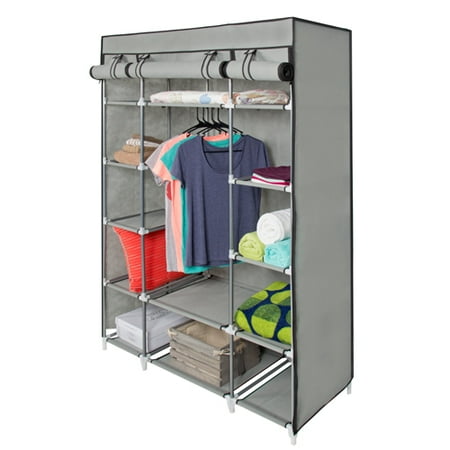 53” Portable Closet Storage Organizer Wardrobe Clothes Rack With ...