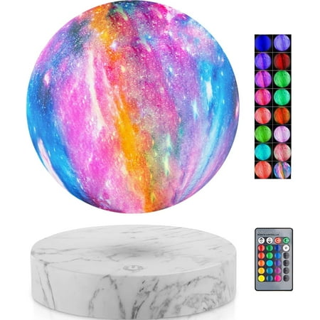 

FSXUOLIPI Levitating Moon Lamp Floating and Spinning Air Freely with 3D Printing LED Moon Lamp Has 20 Modes for Unique Gifts Room Decor Night Light Office Desk Toys(Marble Base 16 Colors Galaxy Moon)
