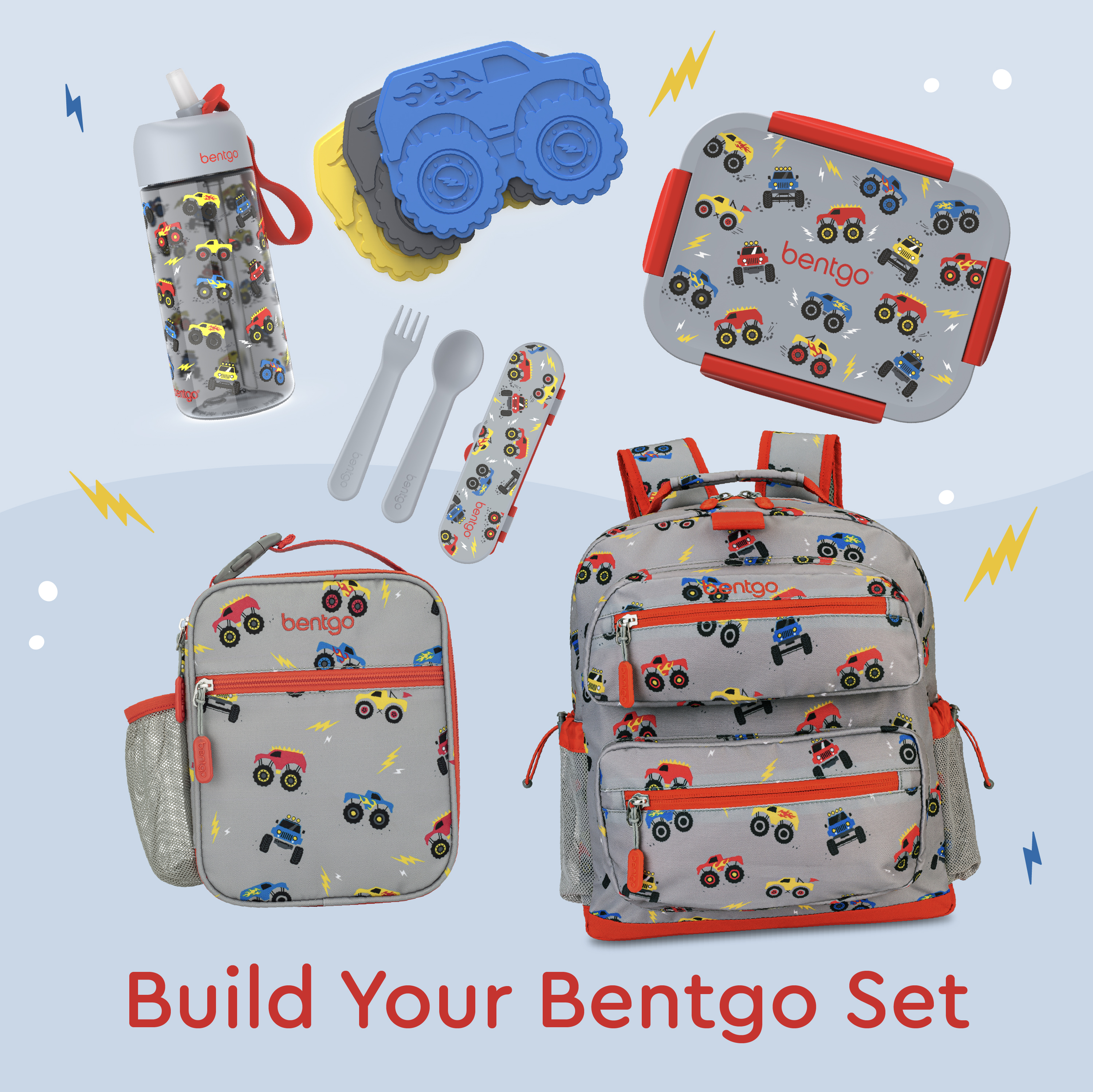 Bentgo Kids Snap & Go Leak-Proof Lunch Box, Trucks photo 4