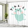 thumbnail image 4 of Ambesonne Dancing Bear Shower Curtain, Scandinavian Doodle, 69"Wx75"L, Mint Green Charcoal Grey, 4 of 4