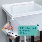 White 18 Gallon Utility Sink with Black Coil Pull-Down Faucet Luxe Edition