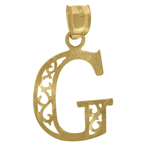 Pure 10k Yellow Gold Unisex Initial "G" Alphabet Textured Pendant 0.8g Charm