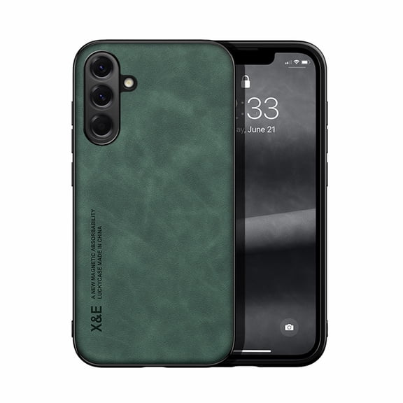 Premium Skin-Feel PU Leather Case for Samsung Galaxy A07, Slim and Lightweight Case with Support Car Mount Use, Scratch Resistant Shockproof Cover for Samsung Galaxy A07, Green