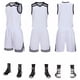 thumbnail image 5 of Conjunto de uniforme de baloncesto, camiseta estampada para hombres y mujeres, uniforme de equipo de competición deportiva de entrenamiento para niños, camiseta de estudiante universitario al, 5 of 5