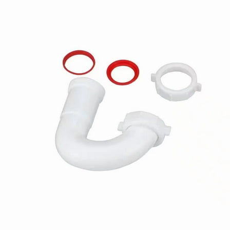 1-1/2 In. White Plastic Bullnose-Joint Sink Trap J-Bend For Drain Plumbing