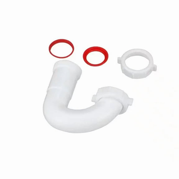 1-1/2 In. White Plastic Bullnose-Joint Sink Trap J-Bend For Drain Plumbing