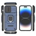 thumbnail image 3 of Compatible with iPhone 16 Plus Stand Case with Slide Camera Cover Military Grade Heavy Duty Rugged Anti-fall Shockproof Protection Built-in Ring Kickstand Hard Back Case Cover,Blue, 3 of 7