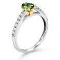 thumbnail image 3 of Gem Stone King 10K White and Yellow Gold Green Tourmaline and White Lab Grown Diamond Engagement Ring for Women (0.68 Cttw, Oval 6X4MM, Gemstone October Birthstone, Size 9), 3 of 4