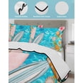thumbnail image 4 of Quilts Twin-XL Size Bedding Set, Coastal Beach Lightweight Quilted Comforter, Summer Tropical Plants Ocean Sea Waves Blue Soft Bedspread Coverlet with Pillow Covers for All Season, 68" x 98", 4 of 7