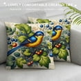 thumbnail image 3 of COMIO Throw Pillow Cover Spring Vintage Watercolor Birds Flowers Green Plants Home Decor Pillowcase Square Cushion Cover for Sofa Bed Couch, 3 of 5
