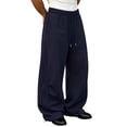thumbnail image 5 of Men's Casual Pants Comfortable Wide Leg Long Pants Solid Color Sanitary Pants for Man, 5 of 7