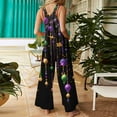 thumbnail image 3 of Fgvctg Mardi Gras Women's Jumpsuits Wide Leg Pant Comfy Overall Mask Graphic Sleeveless Carnival Party Spaghetti Straps Jumpsuit Rompers Bib Overalls Loose Sprimg Pants With Pockets Dark Purple L, 3 of 5