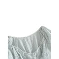 thumbnail image 4 of Qmyliery Women's Summer Short-sleeved T-shirt Solid Color/Check Low-necked Pleated Hem Casual Tops, 4 of 9