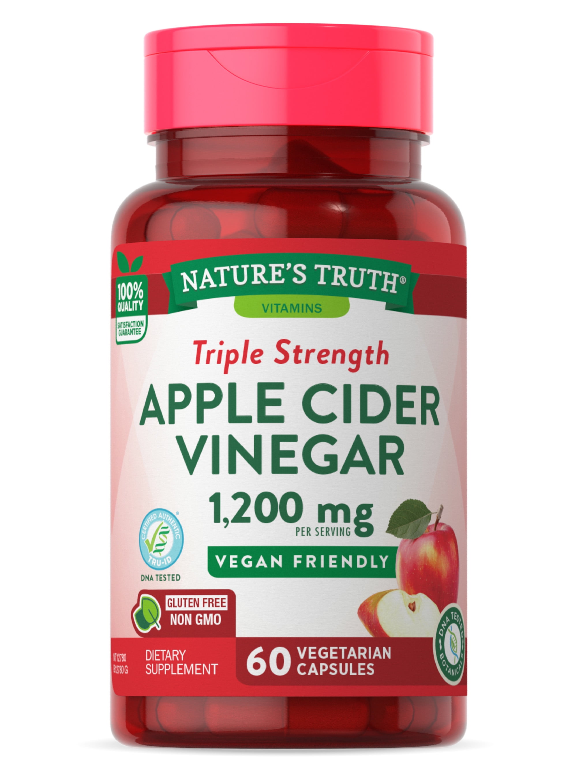 Apple Cider Vinegar Capsules 1200mg | 60 Veggie Pills  | Extra Strength | Vegan, Vegetarian, Non-GMO, Gluten Free |  by Nature's Truth