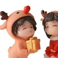 thumbnail image 6 of 2Pcs Christmas Couple Figurines Miniature Figurine Art Bonsai Decor Romantic Christmas Miniature Ornament for Micro Landscape standing, 6 of 7