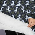 thumbnail image 3 of Oversized Wearable Blanket Hoodie,Dark Cartoon Unicorn Leaf Pattern Sherpa Blanket Hoodie with Super Pockets,Super Warm Fuzzy Pullover for Women & Men, 3 of 6