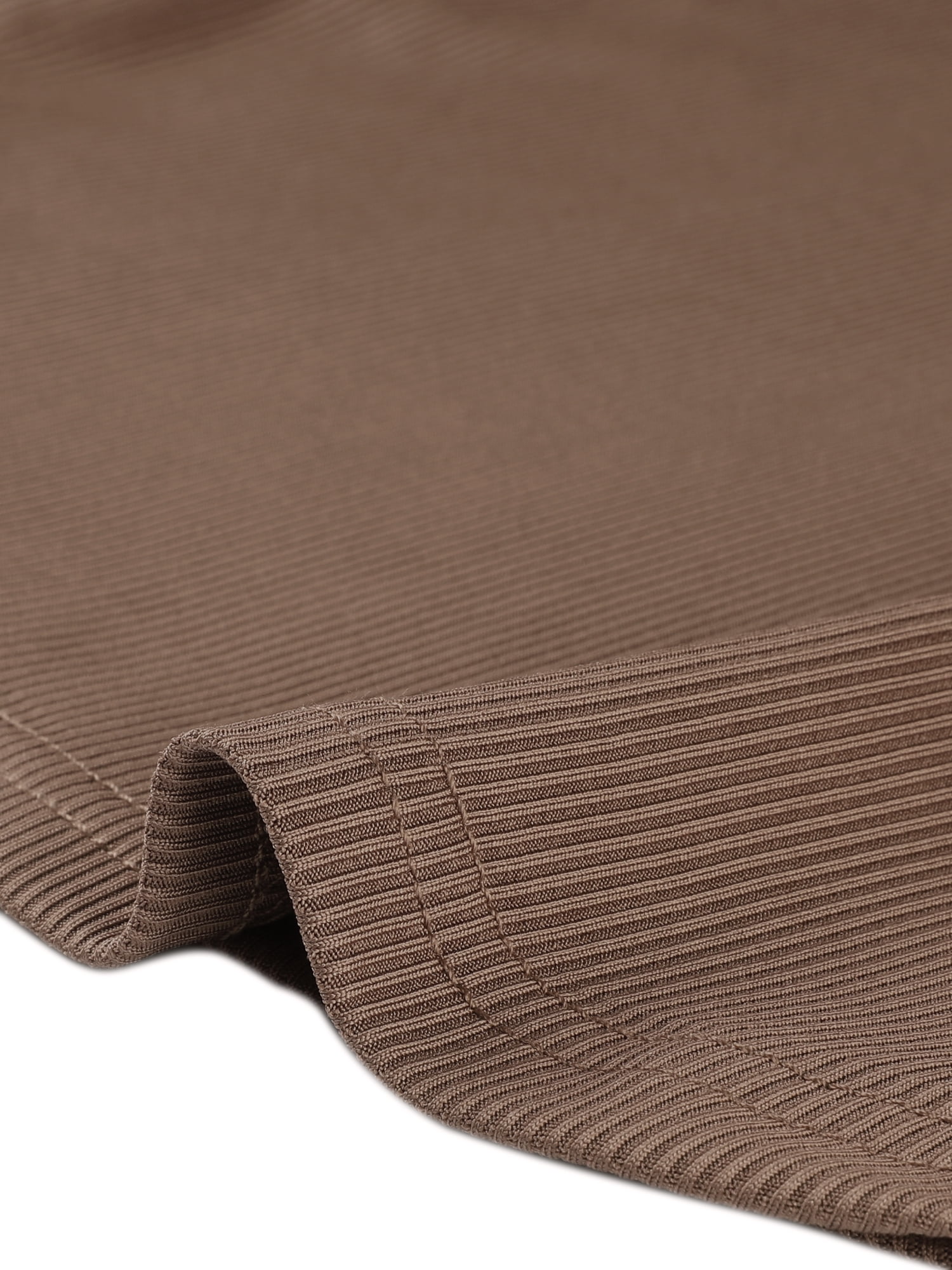 DARING DIVA Women's V Neck Long Sleeve Ribbed Knit Henley Blouses L Brown