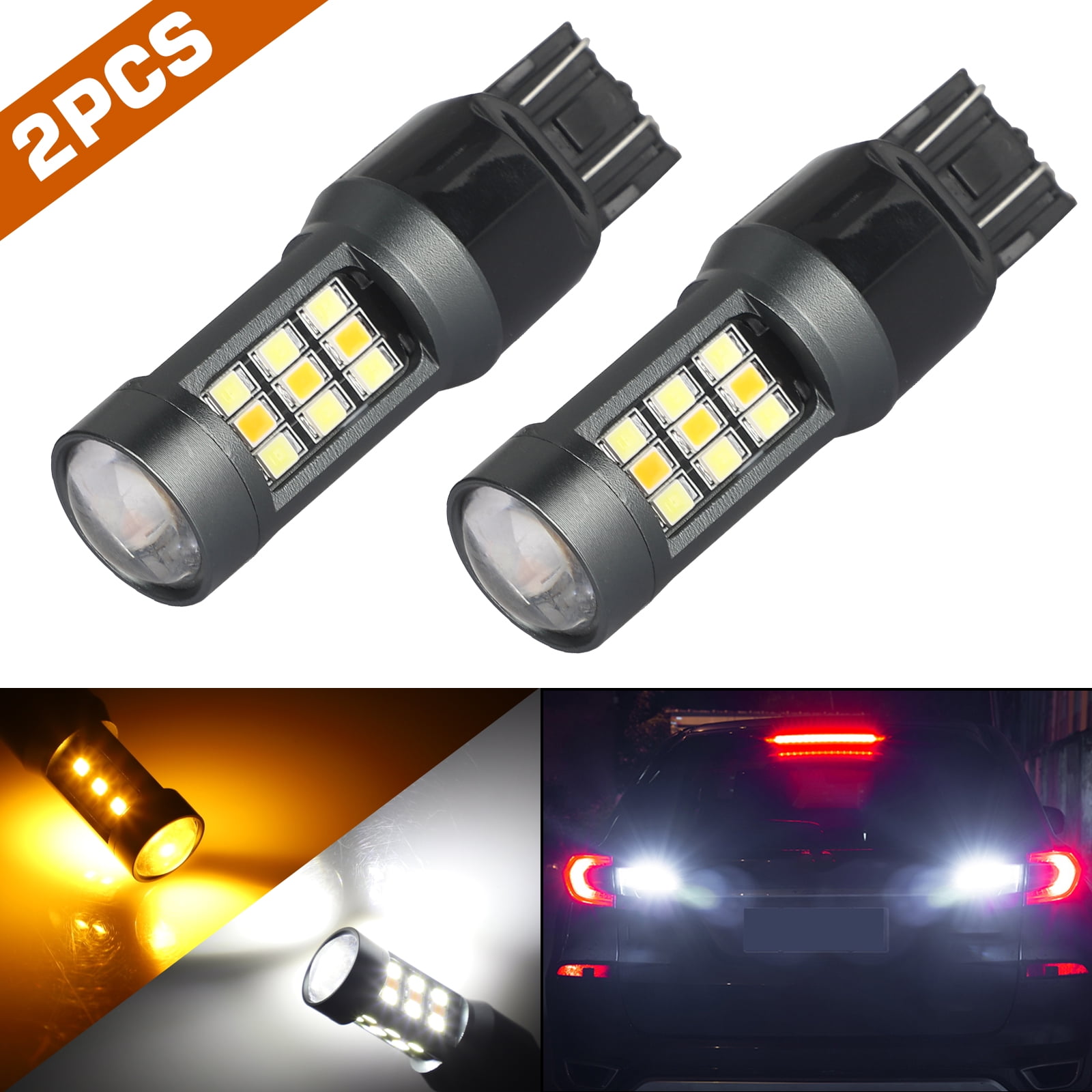7443 7444NA LED Bulbs Switchback Amber White LED Bulb for Car Tail
