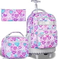 thumbnail image 1 of Mochila rodante FTJCF para mujer de 21 pulgadas con ruedas enrollables, rosa y gris, 1 of 9