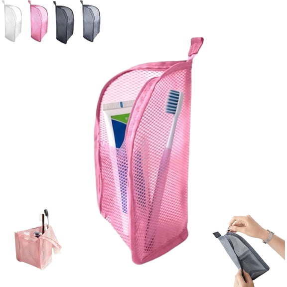 Standing Toiletry Bag – Portable Lightweight EVA Mesh Travel Organizer, Water-Resistant Large Capacity Cosmetic Bag for Toothbrush and Travel Essentials