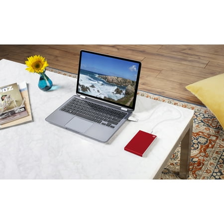 Seagate - Backup Plus Slim 1TB External USB 3.0 Portable Hard Drive - Red