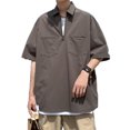 thumbnail image 1 of Camisetas de media manga de verano para hombre, camisetas Vintage informales a la moda con cremallera y cuello vuelto de media manga para hombre, 1 of 8