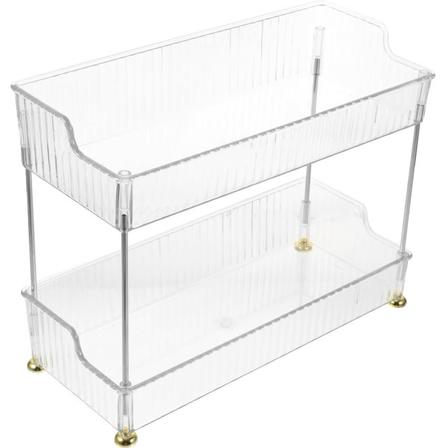 SKISUNO Transparent Bathroom Countertop Organizer Bathroom Shelving Unit Stainless Steel 1Pack for Kitchen