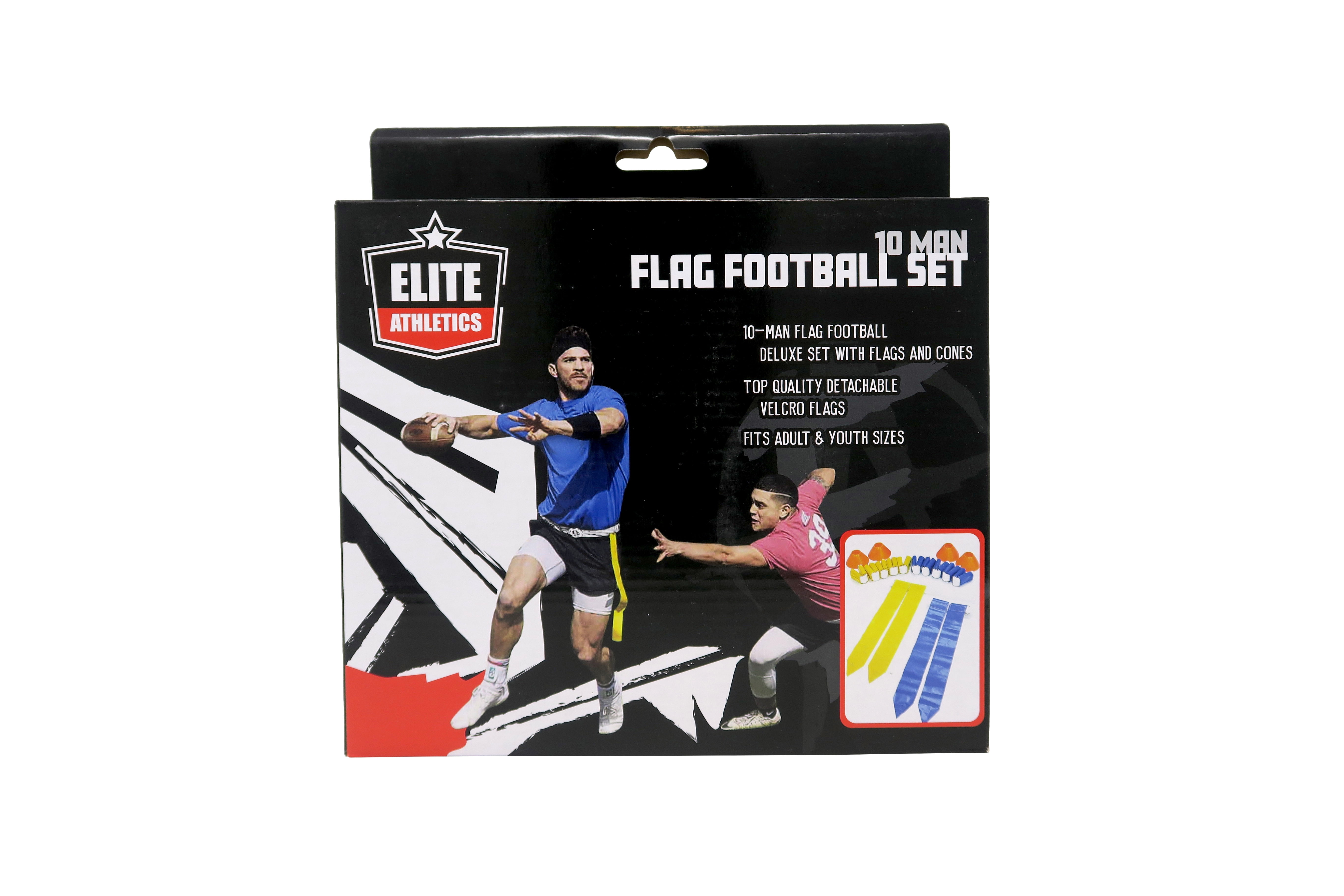 Elite Athletics 10 Man Flag Football Set for Adults and Youth w/ Flags and Cones 