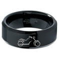 thumbnail image 2 of Tungsten Motorcycle Bike Motor Bicycle Band Ring 8mm Men Women Comfort Fit Black Beveled Edge Polished, 2 of 4