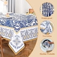thumbnail image 2 of Blue and White Table Cloth Rectangle Table 60 X 120 Inch, Table Clothes for 6 Foot Rectangle Tables, Outdoor Tablecloth for Parties, Waterproof Fabric Oblong Polyester Tablecloths, 2 of 6