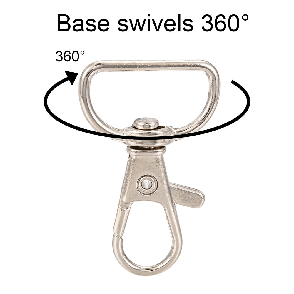Zinc Alloy Swivel D Rings Lobster Claw Clasps Swivel Snap Hook Platinum 38x24mm Hole: 8x20mm for DIY
