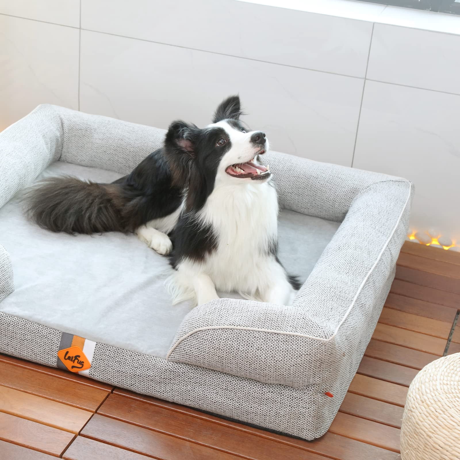Laifug Orthopedic Premium Memory Foam Dog Bed, Dog Sofa with Washable and Removable Suede Cover, Waterproof Liner and Non-Slip Bottom