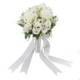 thumbnail image 2 of Ramos de boda, ramo de flores de mano, flores artificiales de seda falsas para novia, fiesta de bodas e iglesia, color blanco, 2 of 14