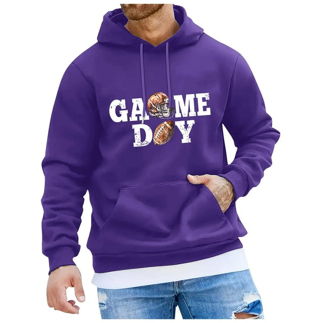 VBARHMQRT Grey Hoodie Men Men Rugby Printed Pocket Drawstring Hooded Sweatshirt Casual Loose Comfortable Trendy Business Sweatshirt